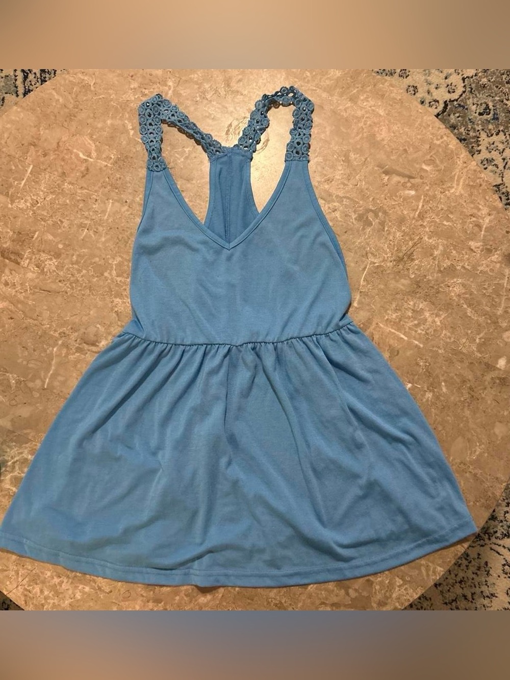 SHEIN Blue Crochet Strap Tank Dress